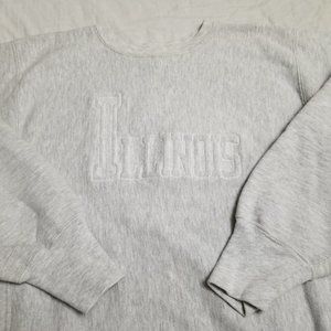 Vintage 90s Illinois State Champion Reverse Weave Sweatshirt Crewneck Gray XL